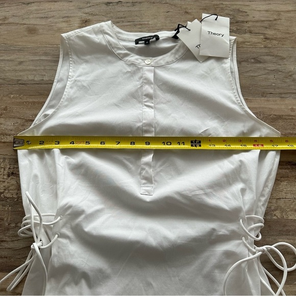 THEORY Sleeveless Tied Popover Top White SZ Medium Wardrobe Staple Luxury NWT - Picture 6 of 8
